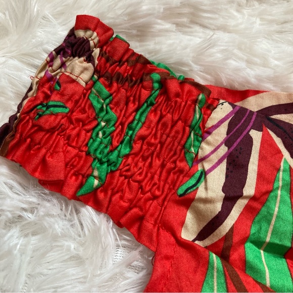 Zara red floral off shoulder cropped ruffle shirt - Picture 14 of 14